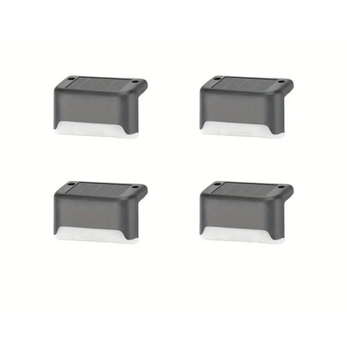 4pcs Pathway Stairs Step Fence Lamp Outdoor Solar LED Deck Lights Path Black