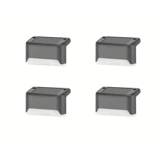 4pcs Pathway Stairs Step Fence Lamp Outdoor Solar LED Deck Lights Path Black