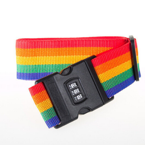 Belt Lock Safe Nylon Luggage Strap Code Password Travel Suitcase Rainbow
