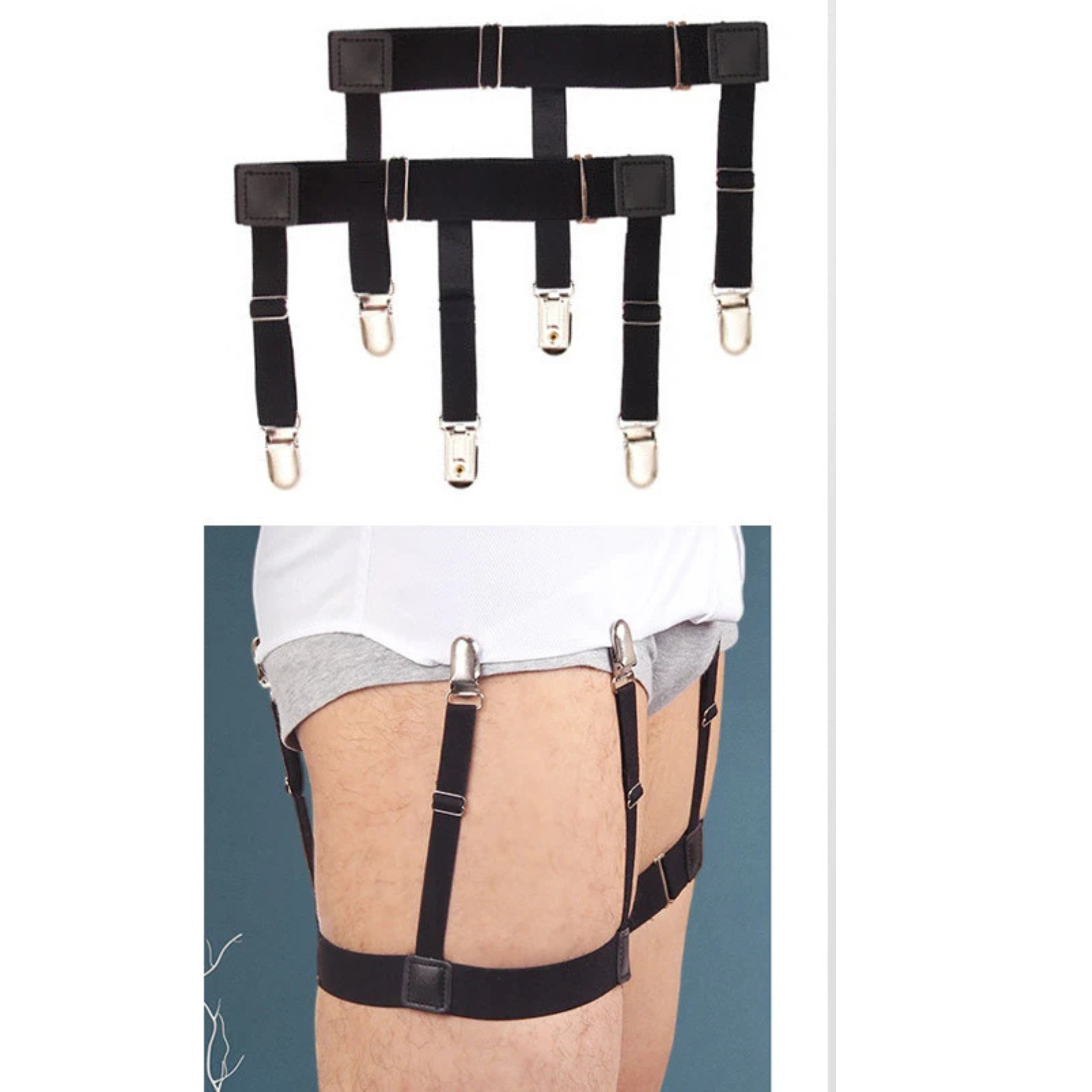 2x Non-slip Locking Men Shirt Stays Holder Garters Suspenders Military Uniform