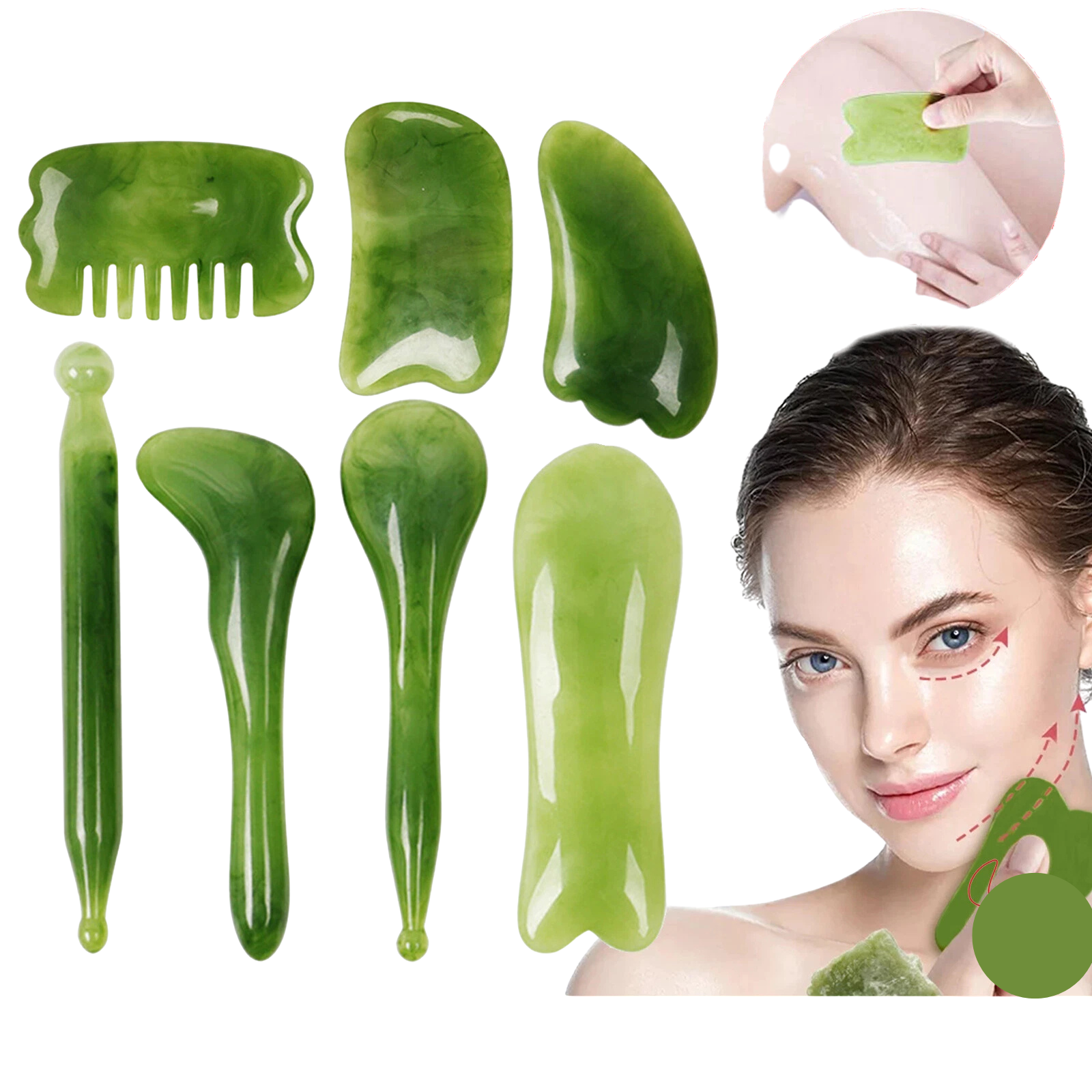 Massager Tool Scraping Stone Natural Guasha Facial Jade Face Body Gua Sha Board