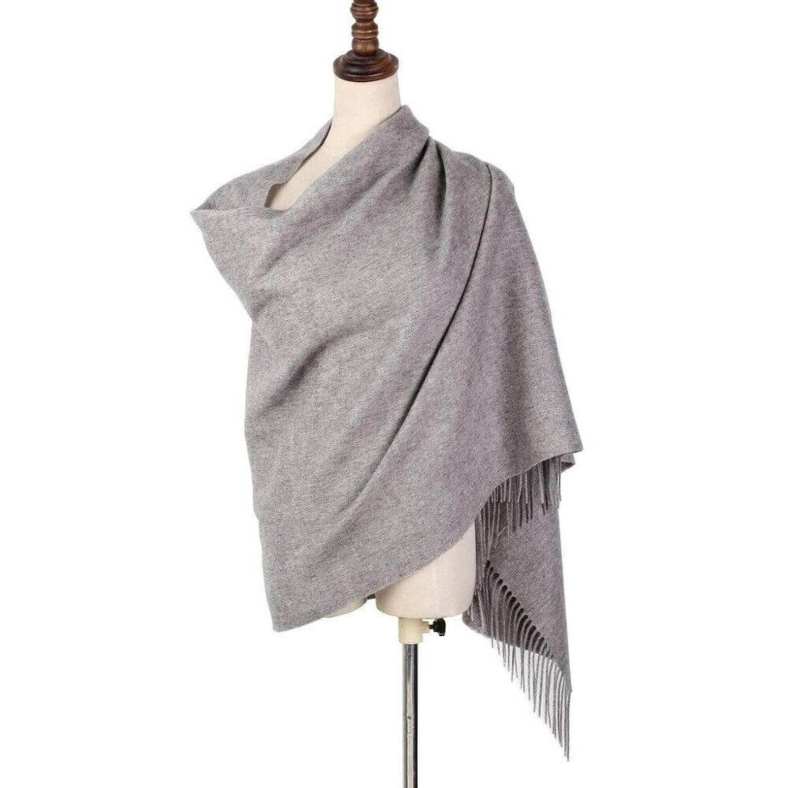 Soft Cloak Head Wrap Winter Premium Women Cashmere Pashmina Scarf Light Grey