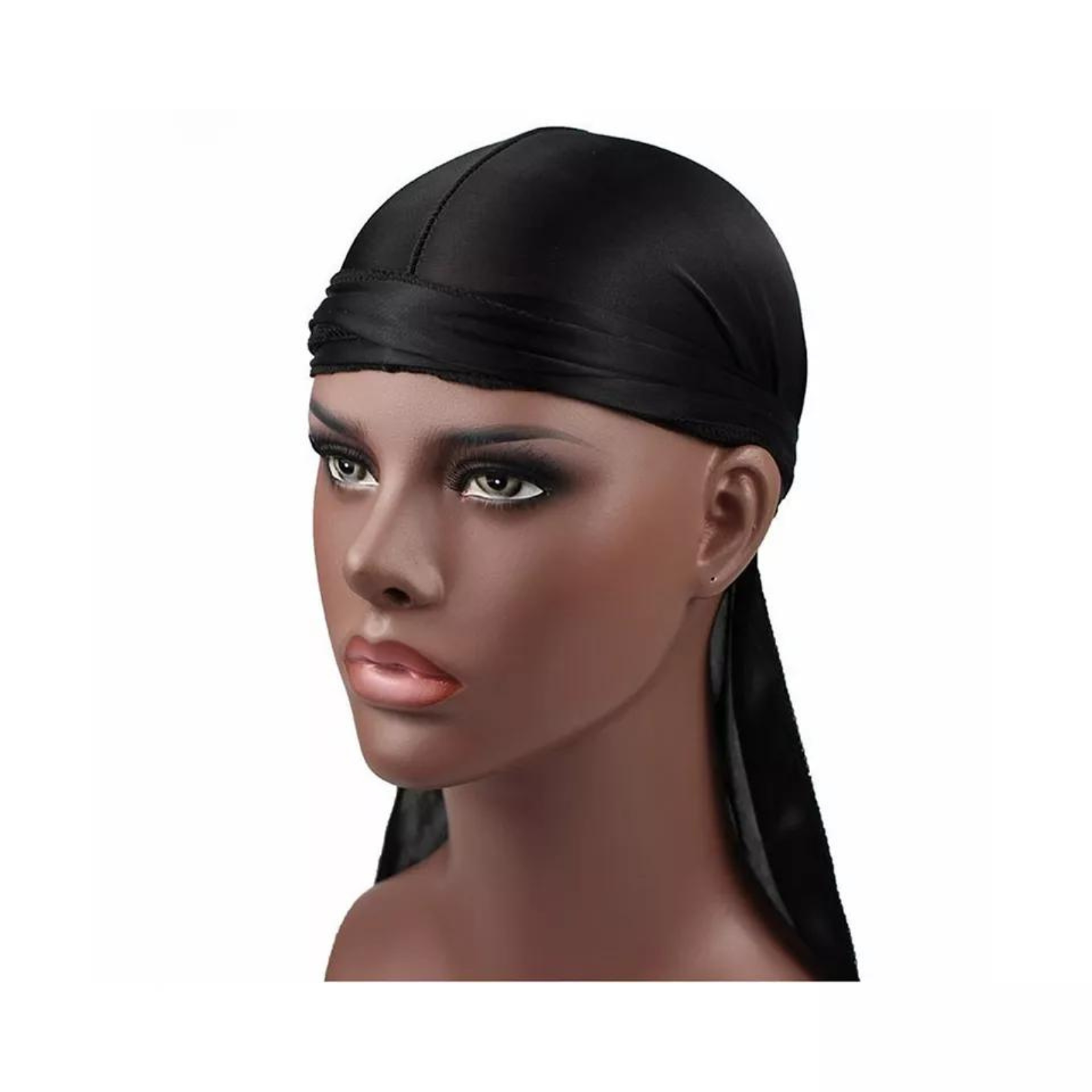 Men Women Black Durag Headwear Silk Unisex Bandana Soft Fashion Cap Wrap