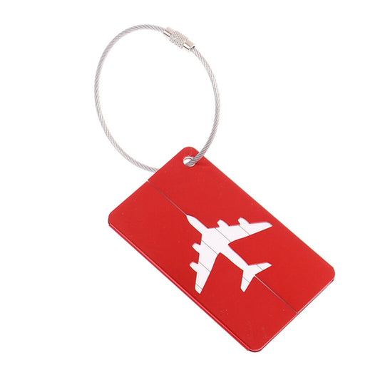 Aluminum Luggage Suitcase Identity Red Baggage Tag Name Address Cards Label