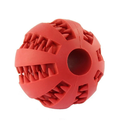 Red 7cm Dog Food Treat Puzzle Ball Puppy Interactive Training Toy