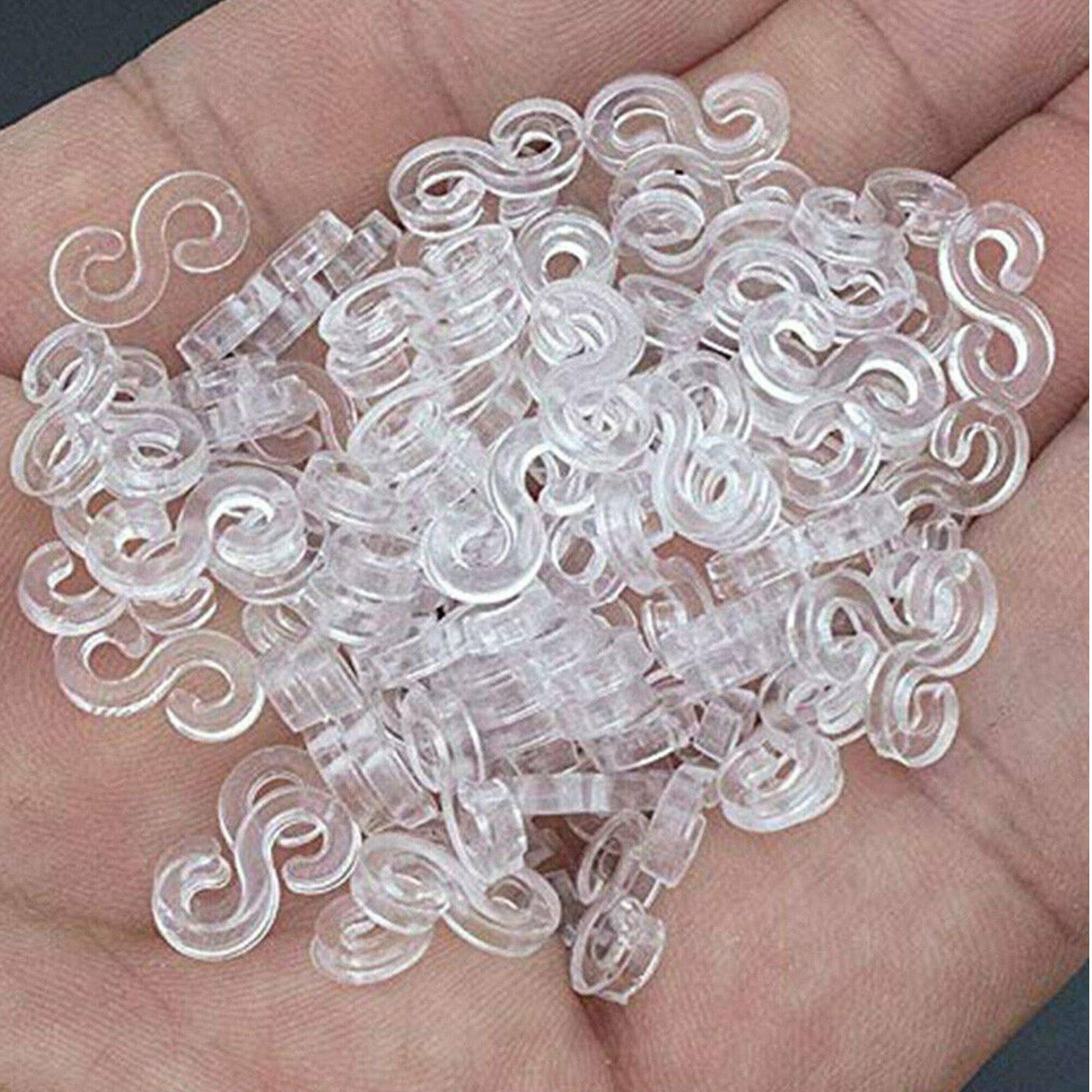 500pcs Transparent S Clips Loom Bands DIY Ring Bracelet Gift Craft Plastic