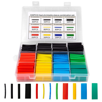 Assortment Wire Cable Insulation Sleeving Kit 530 pcs Heat Shrink Tubing Tube