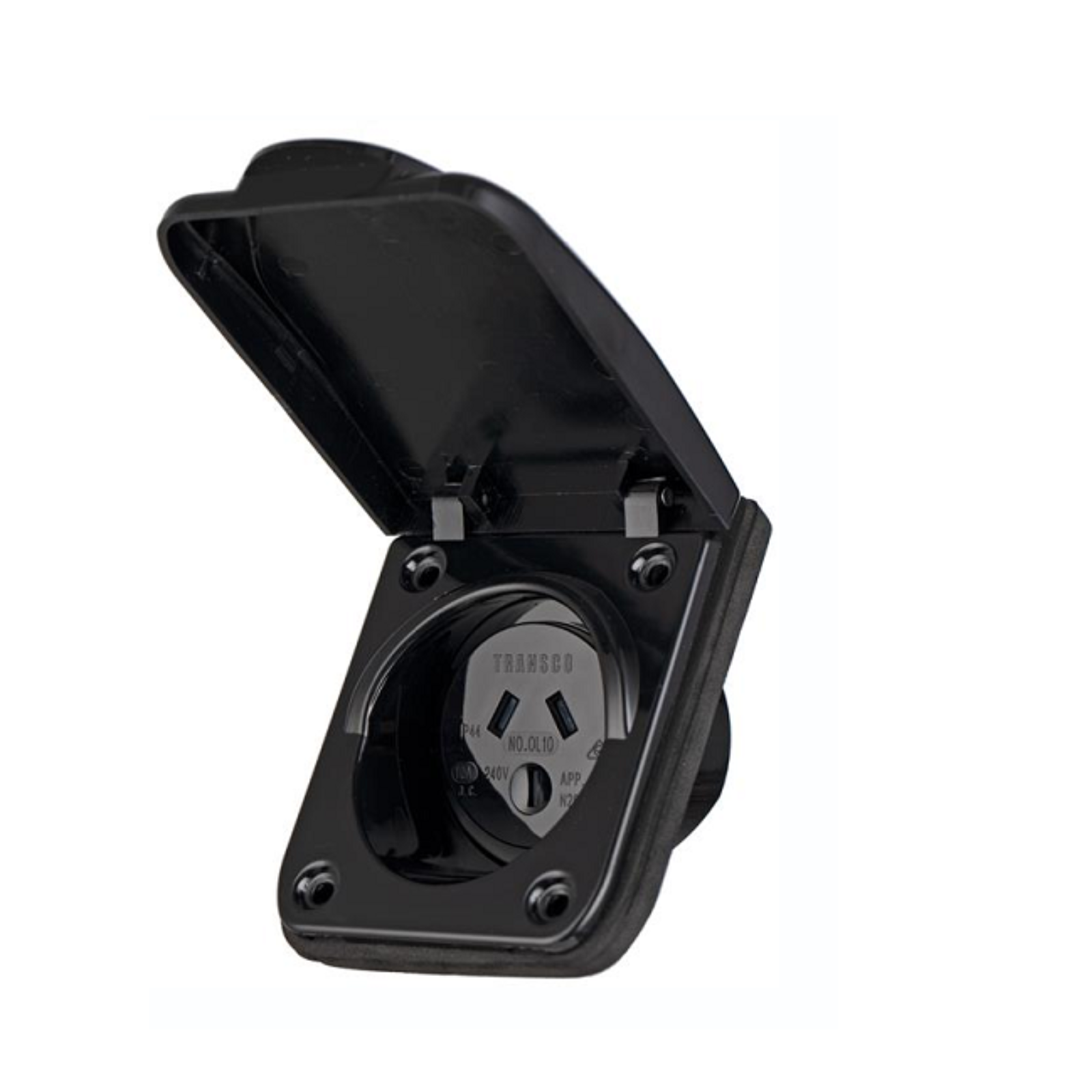 Power Socket Black 250V 15A Caravan Outlet RV Camper Motor Home