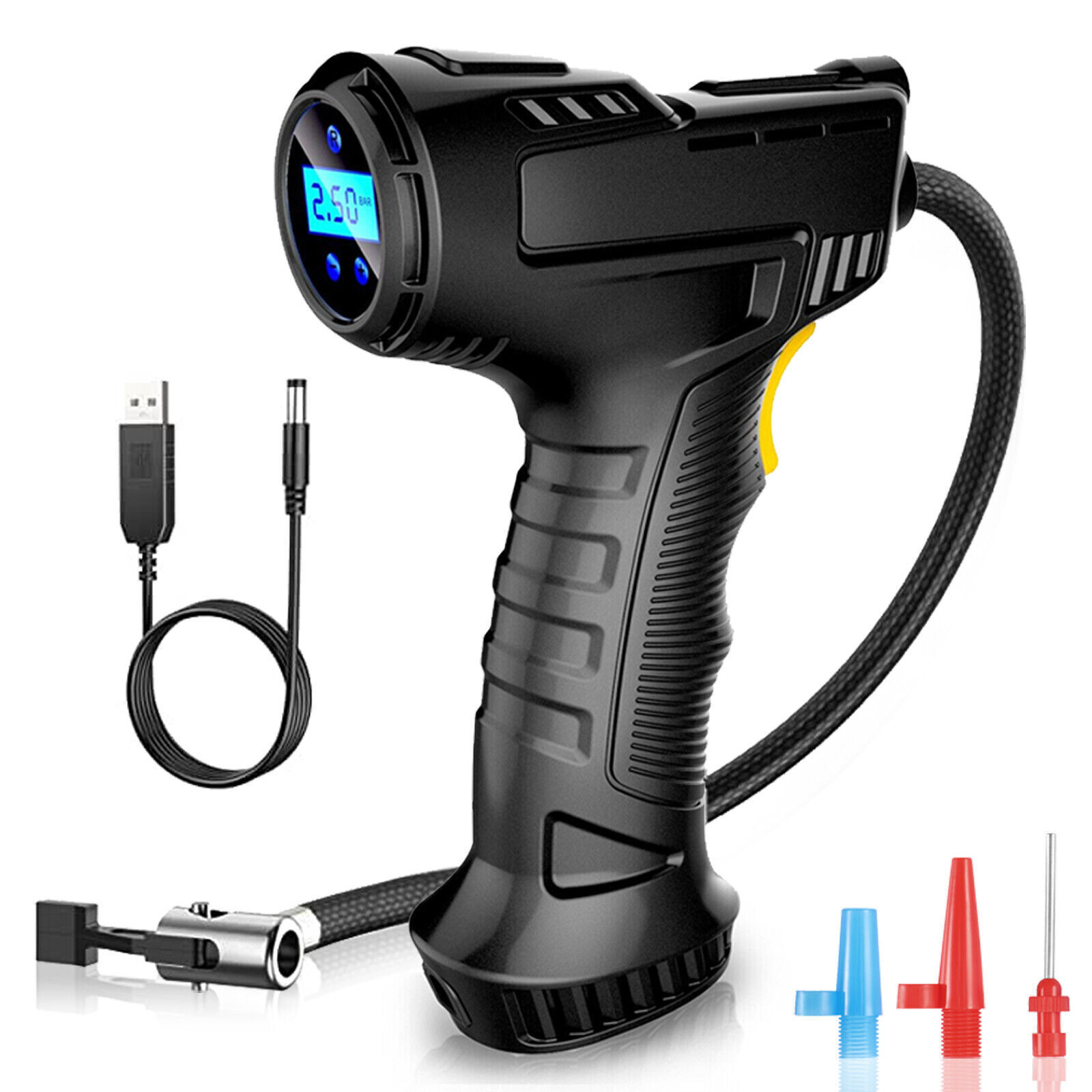 Handheld LCD Digital Air Compressor Automatic Cordless Pump Car Tyre Inflator