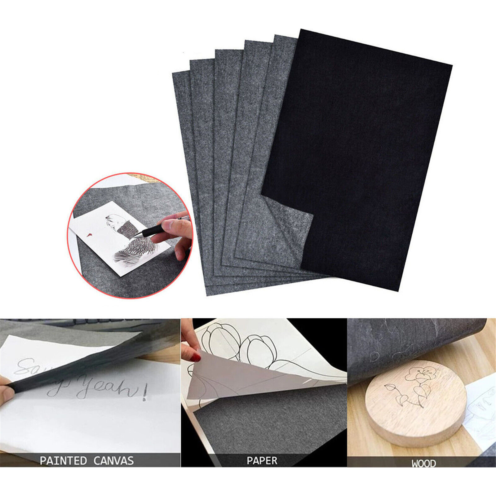 50 Sheets Carbon Copy Graphite Tracing Paper for A4 Wood Canvas Art ...