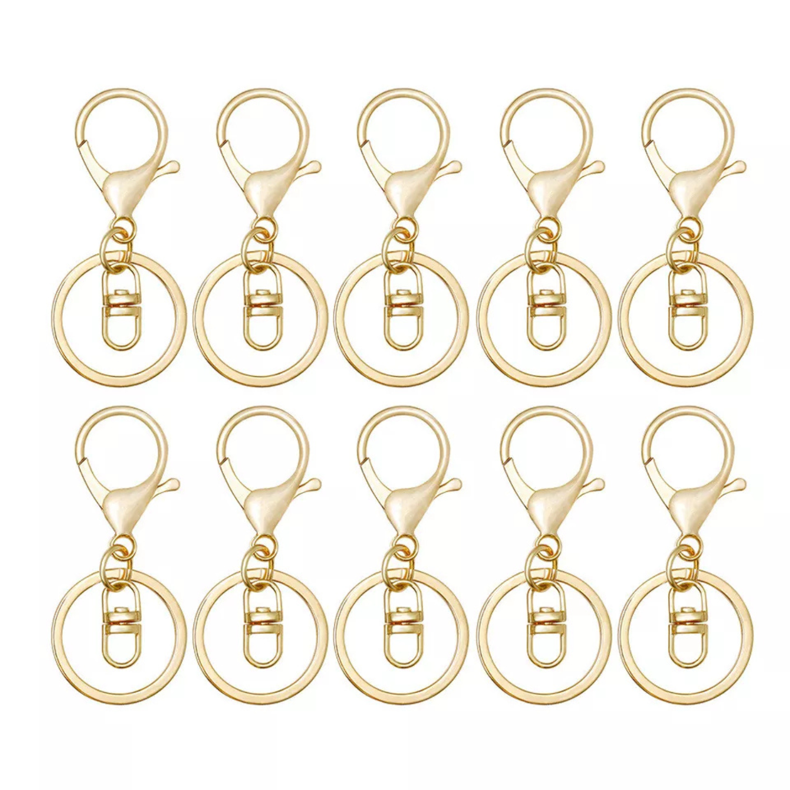Keychain Split Ring Trigger Clip Key Ring 10x Gold Swivel Lobster Clasp