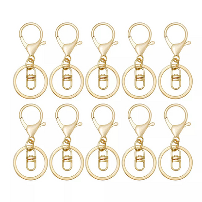 Keychain Split Ring Trigger Clip Key Ring 10x Gold Swivel Lobster Clasp
