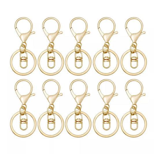 Keychain Split Ring Trigger Clip Key Ring 10x Gold Swivel Lobster Clasp