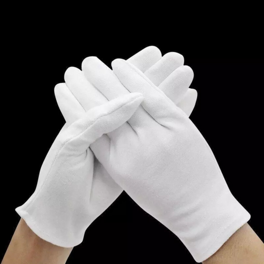 M Size White Cotton Handling Work Gloves Hands Protector for Daily Use