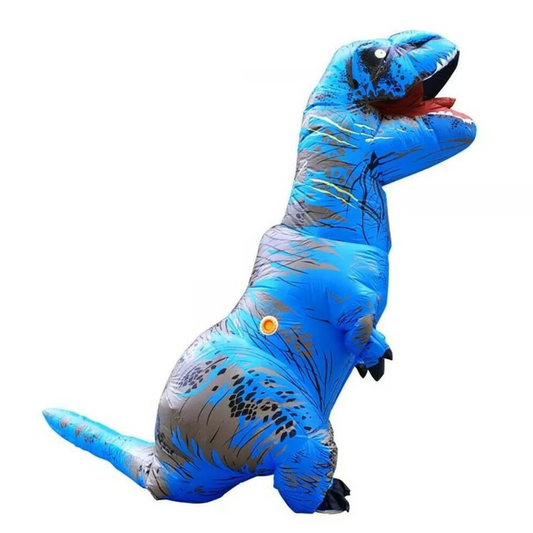 Adult Dinosaur Costume Trex Jurassic World Park Blow Inflatable Blue