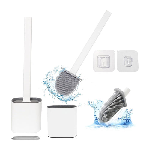 Cleaning Brush Set Bathroom Brush with Holder Creative Cleaning Silicone Bristle