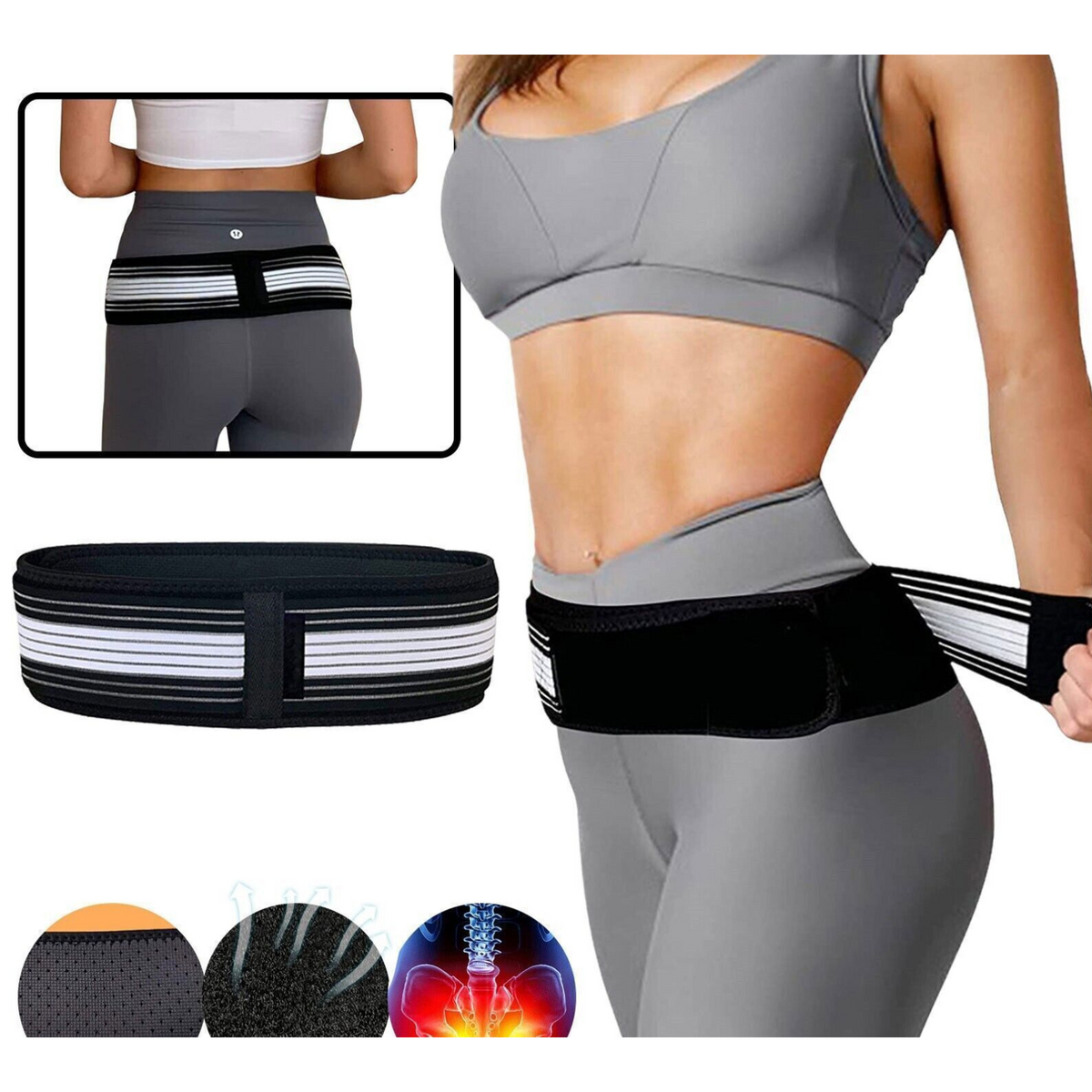 Lower Back Support Brace DAINELY BELT for Men and Women Hip Pain HQ