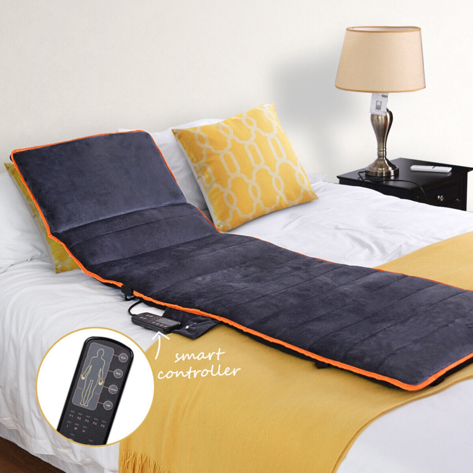 Mat Heated Cushion Full Body Vibration Head Back Massager Stress Soreness Relief