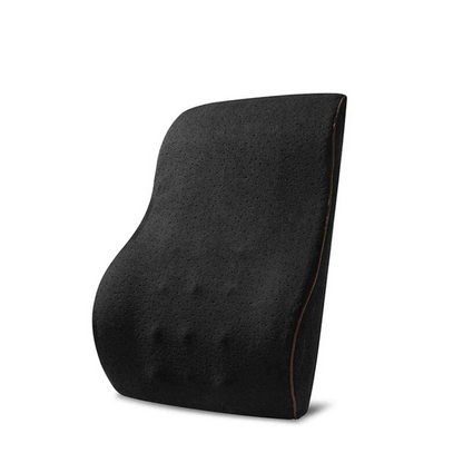 Memory Foam Lumbar Back Support Cushion Black Ergonomic Comfort for Office
