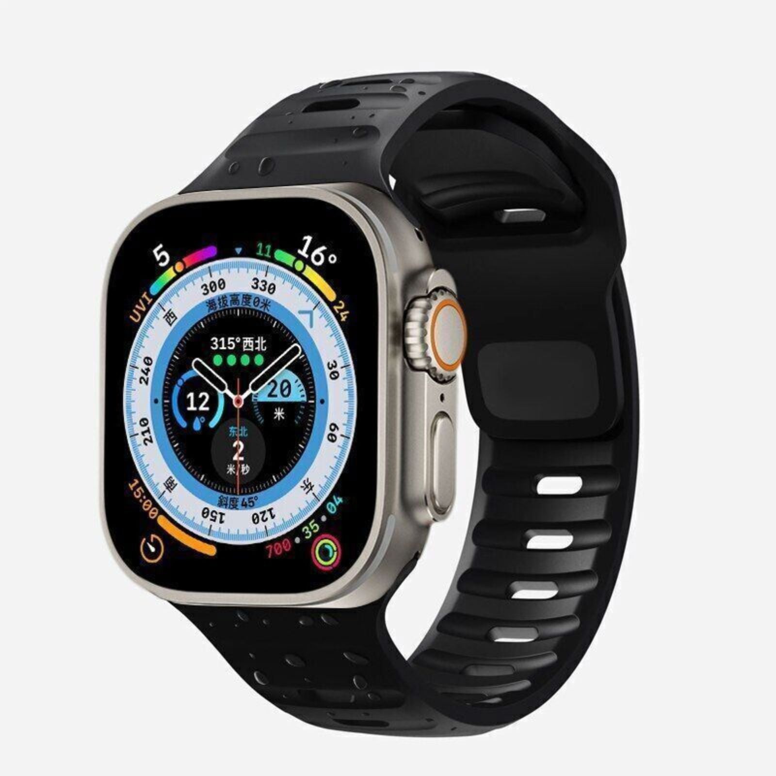 Silicone Sport Black Strap Band 49mm Iwatch Ultra 9 8 7 SE 6 5 For Apple Watch