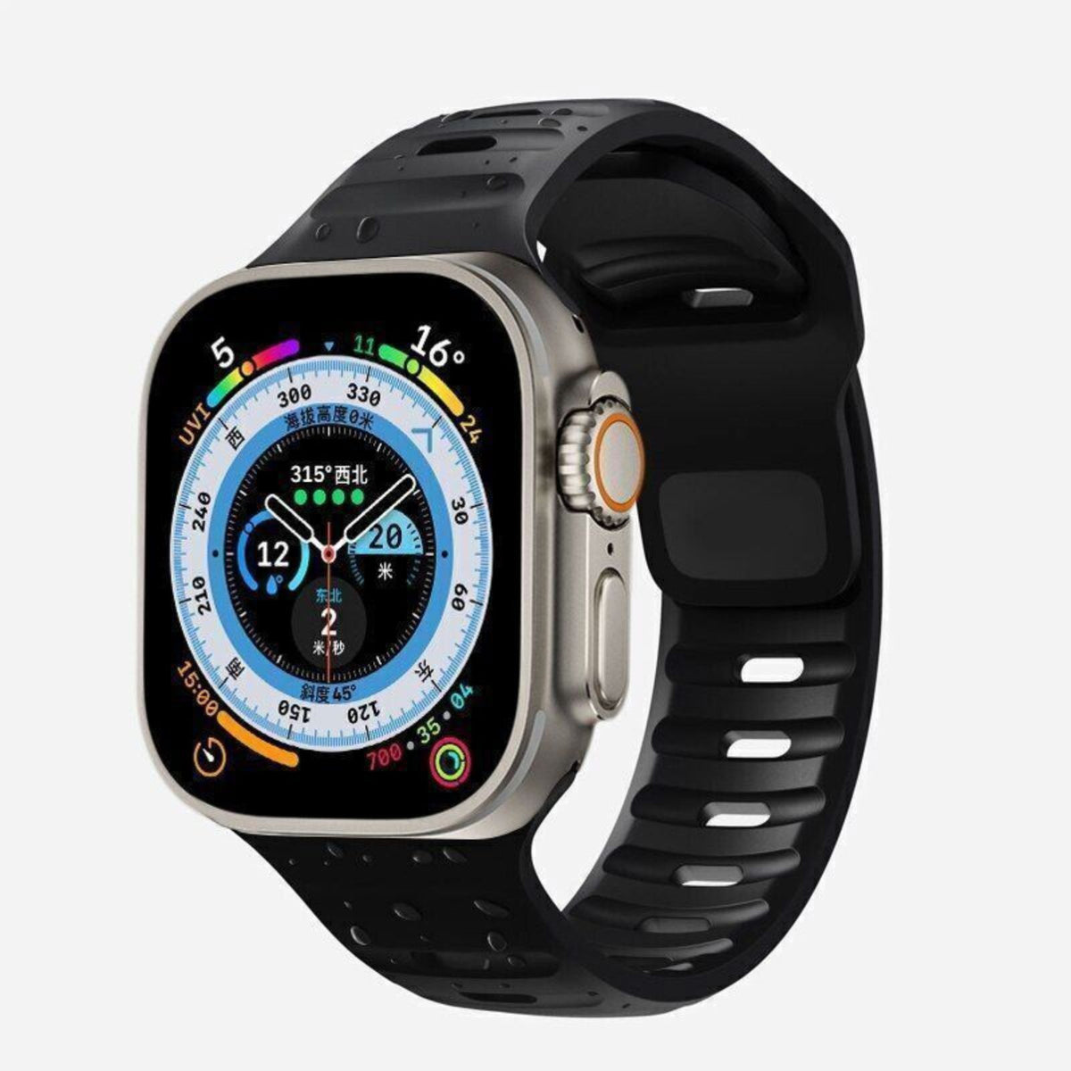 Silicone Sport Black Strap Band 49mm Iwatch Ultra 9 8 7 SE 6 5 For Apple Watch