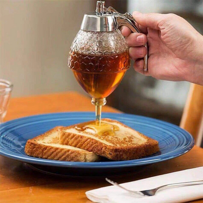 Bee Hive Dispenser Jar Stand Pot for Easy Syrup Honey Pouring with Use