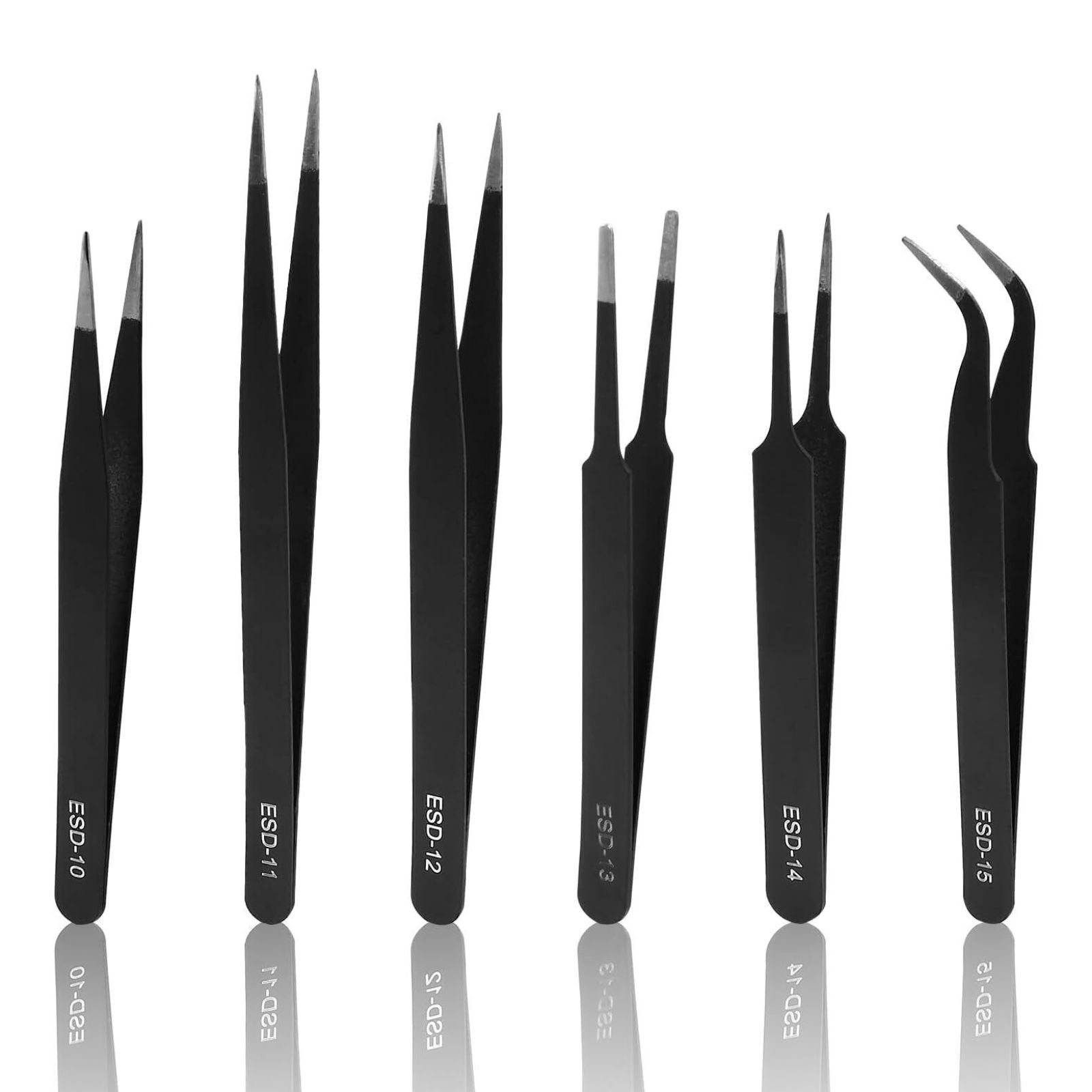 Anti-Static Stainless Steel Tweezers 6pcs ESD Tweezer Set Maintenance Tool