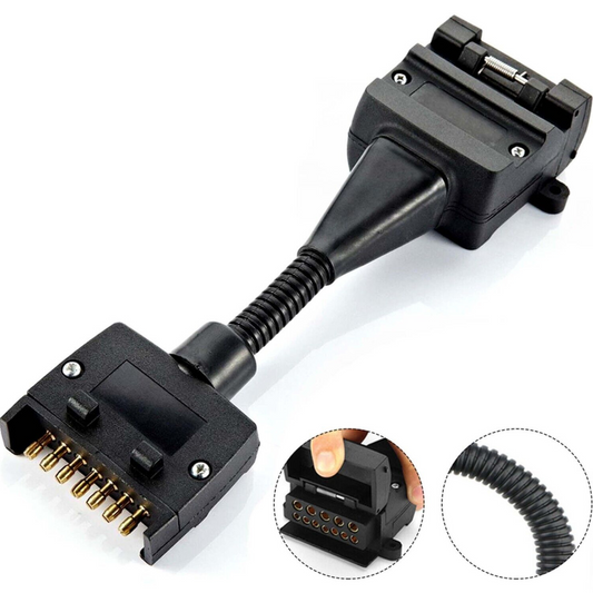 Flat Plug Adaptor Trailer 12 Pin Female Socket To 7 Pin Caravan Wiring Connector