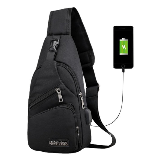 Cross Body Satchel Travel Bag Black Mens Chest Bag Man Shoulder Sling Backpack