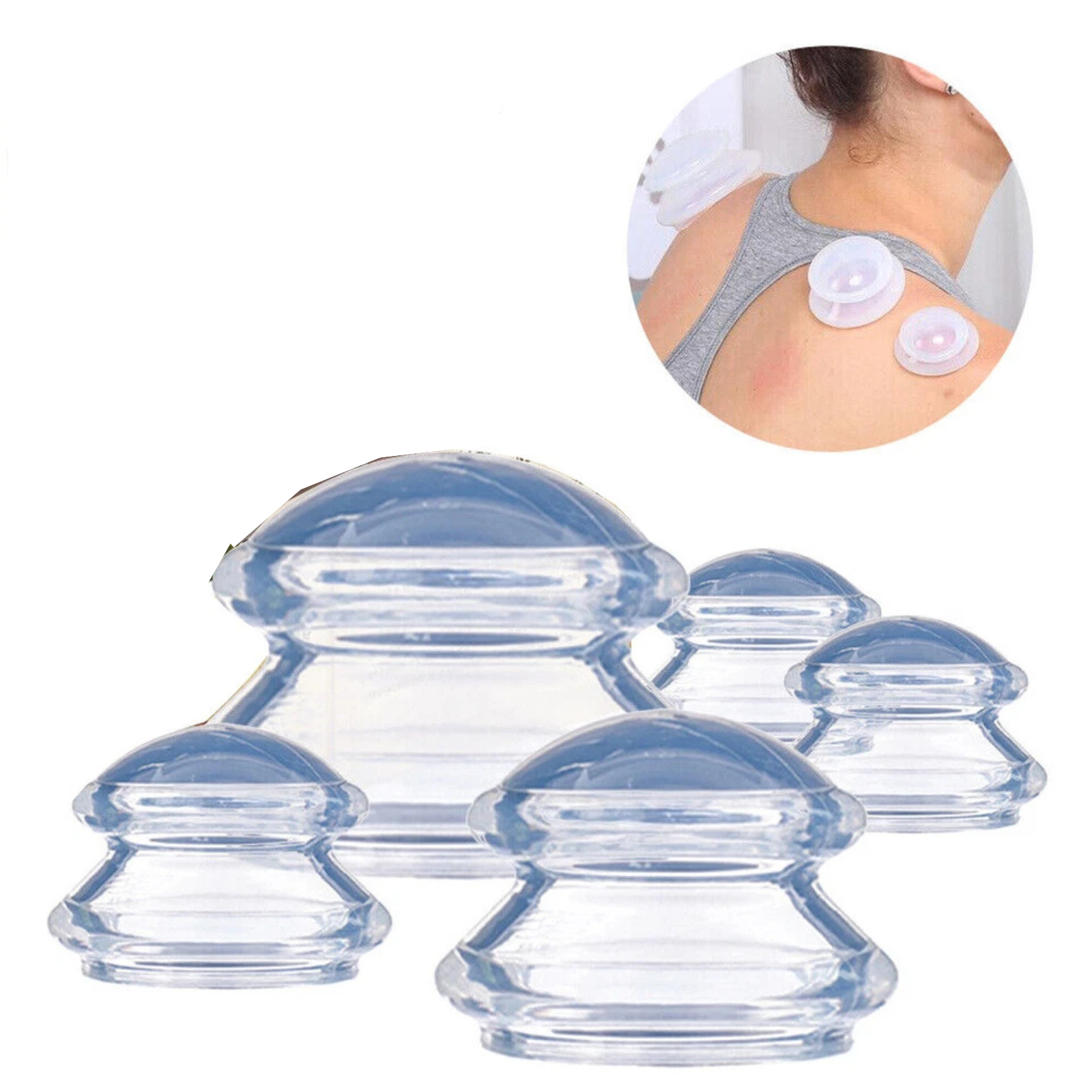Anti Cellulite Medical Silicone Vacuum Clear Cupping Massage 5x