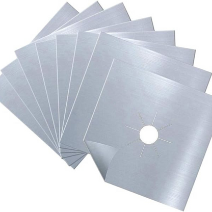 8x Burner Protector Liner Non-stick Silver Foil Gas Stove Top Covers Reusable