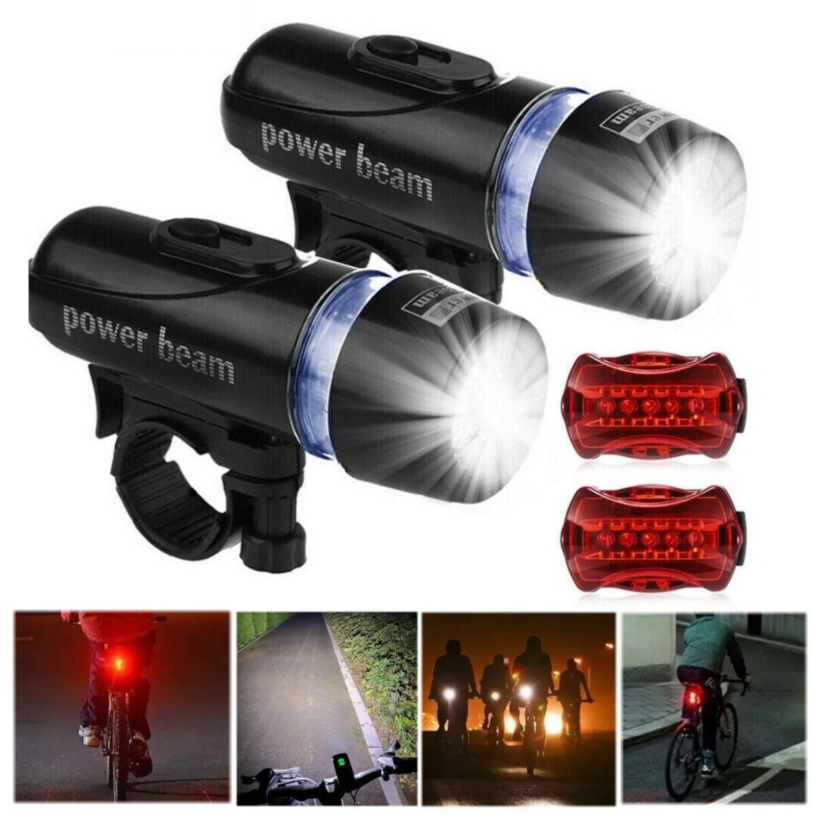 Bicycle Tail Lights Waterproof Flashlight Headlight 2x Front Rear Bike Light LED