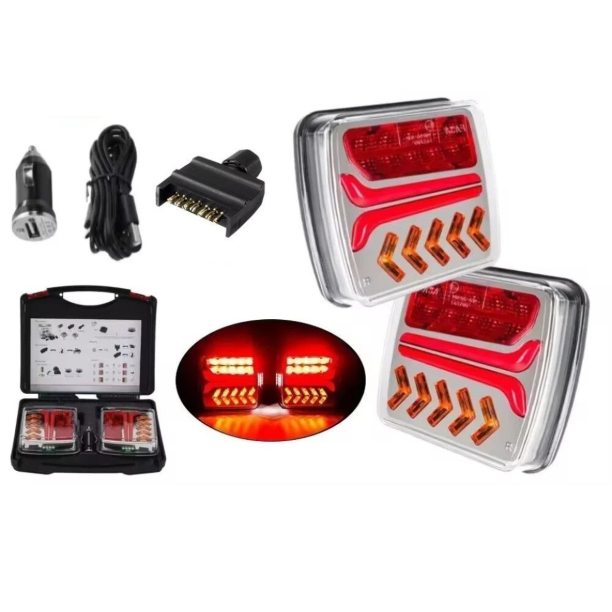 Trailer Rear Lights Magnetic LED Wireless USB Tail Lights kit