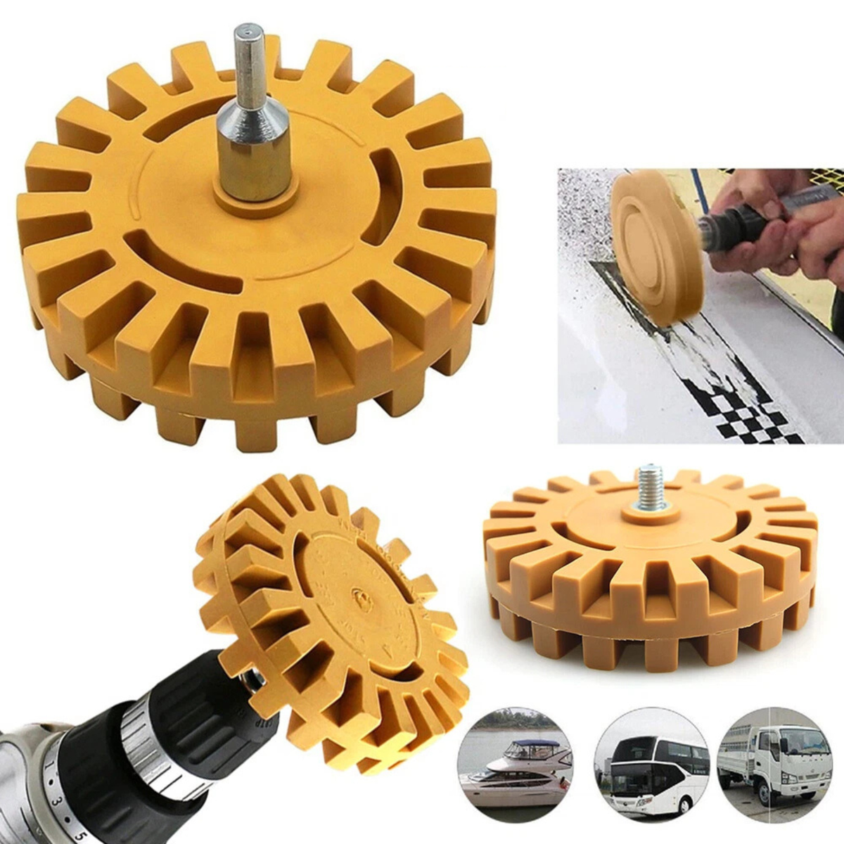 Car Rubber Eraser Wheel Adhesive Pinstripe Sticker Decal Removal Tool Kit Use