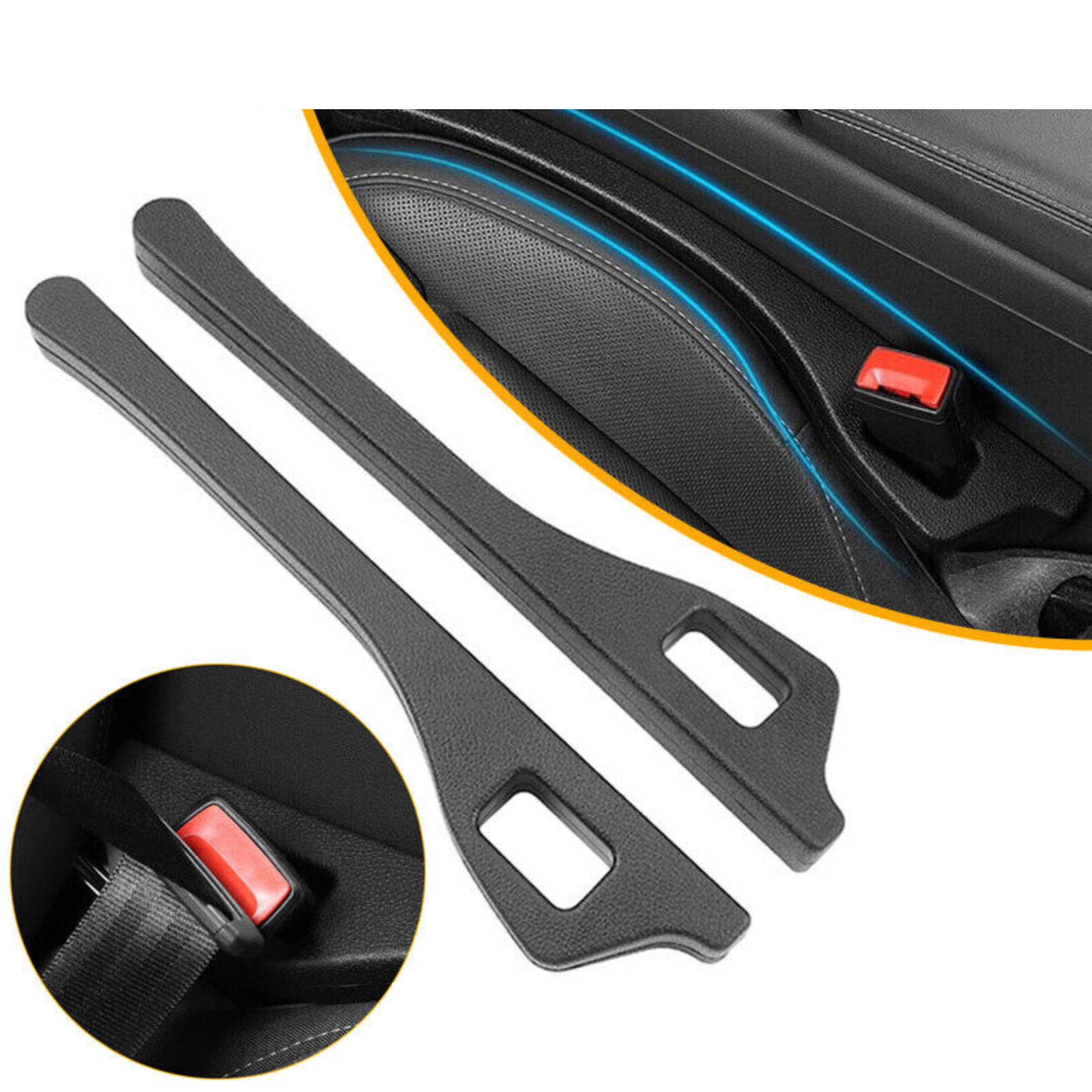 Universal PU Soft Holster Blocker Pad 2PCS Car Seat Gap Filler Spacer Auto