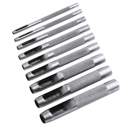 9pcs Leather Hole Punching Tool Set Hollow Punch Gasket Cutter