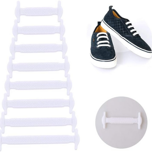 Shoelaces Sneakers Sports Kids No Tie Elastic Silicone Shoe Laces White