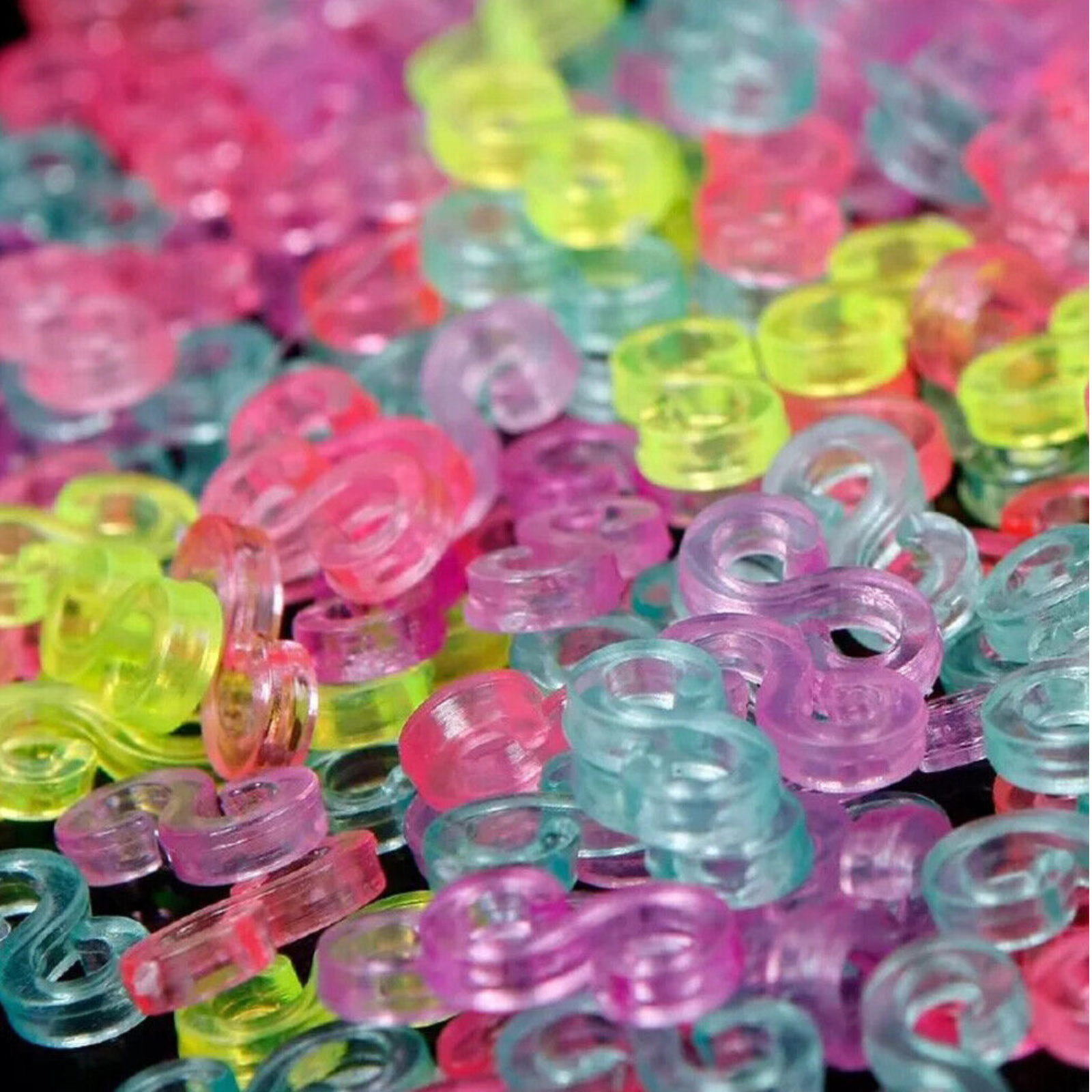 500pcs Random Colour S Clips Loom Bands DIY Ring Bracelet Gift Craft Plastic