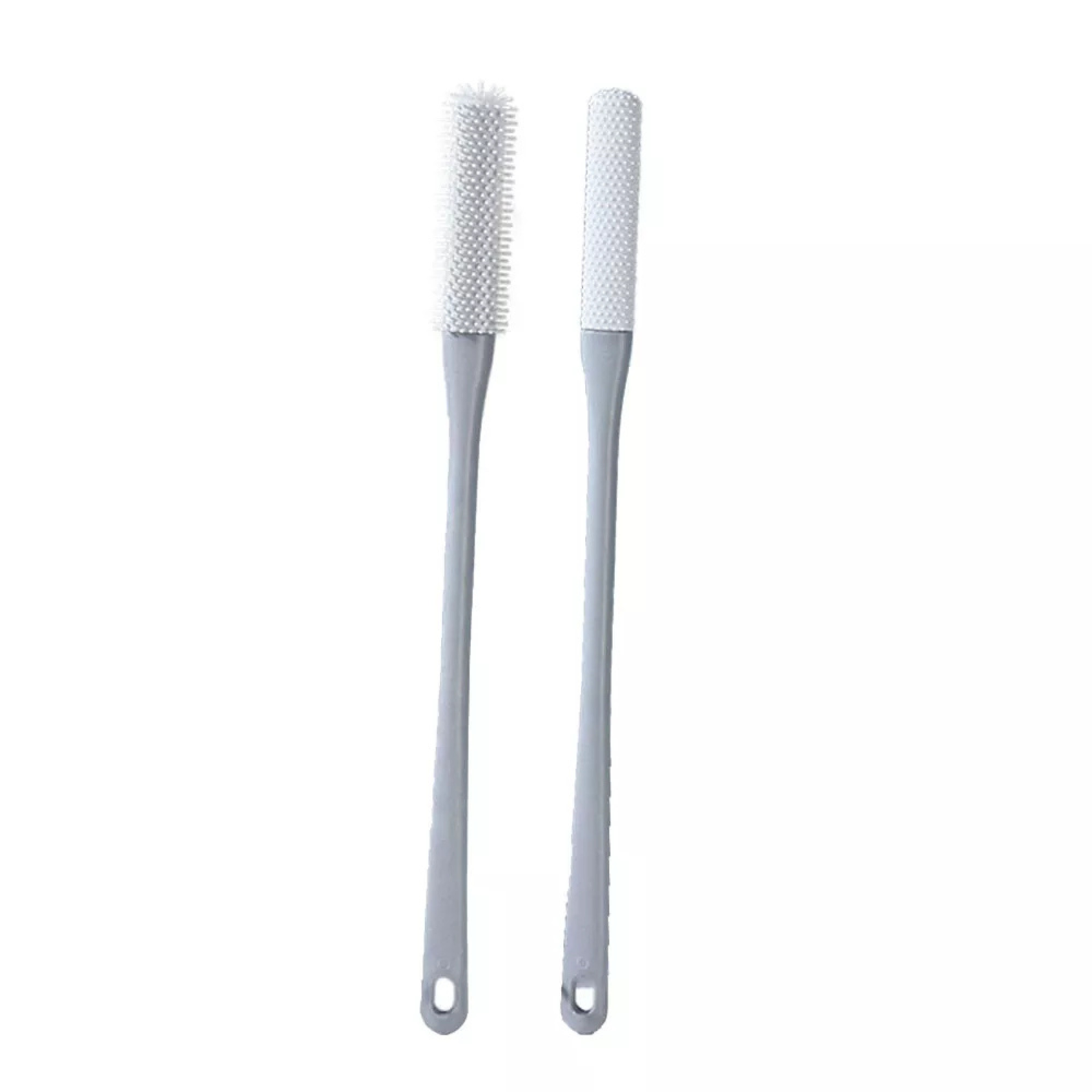 2x Set Gray Cleaning+Antipru Long Handle Silicone Foot Brush Foot Scrubber