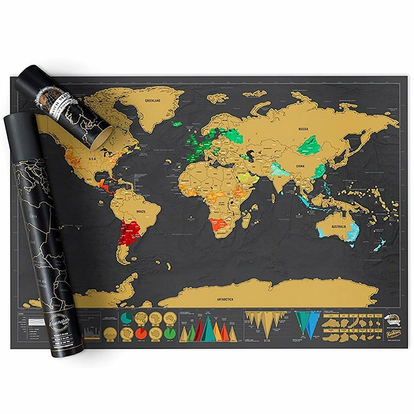Large Poster Atlas Travel Decor Gift Deluxe Scratch off world Map Interactive