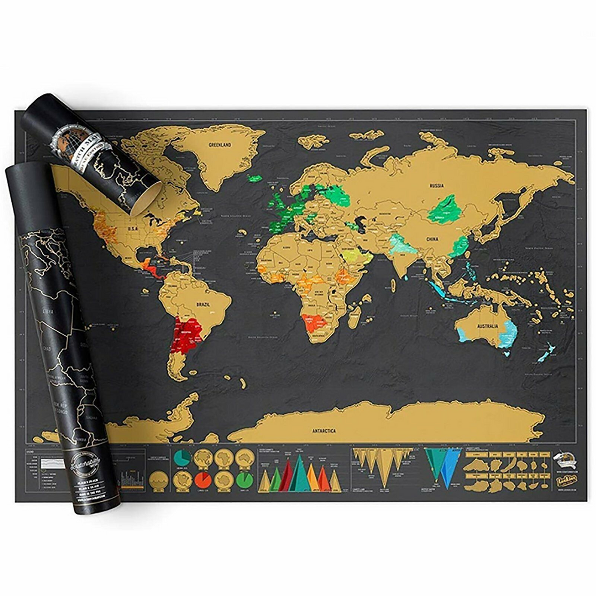 Large Poster Atlas Travel Decor Gift Deluxe Scratch off world Map Interactive