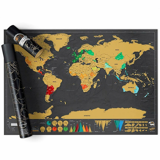 Large Poster Atlas Travel Decor Gift Deluxe Scratch off world Map Interactive