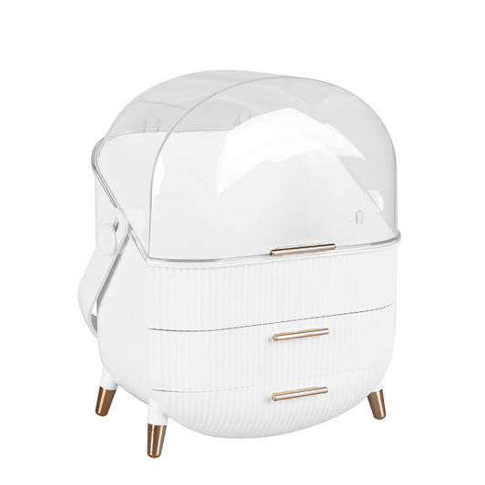 White Portable Jewelry Drawer Holder Makeup Case Organizer Cosmetic Storage