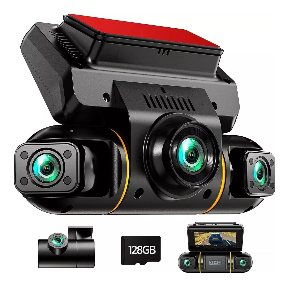 4CH Dash Cam 4 Channel 360 Degree Front Rear Inside Car Recorder