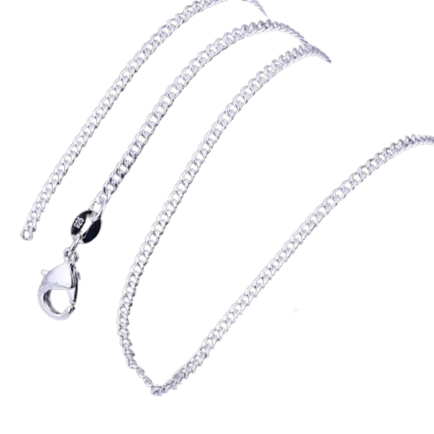 2MM Curb Chain Necklace For Pendants 925 Sterling Silver