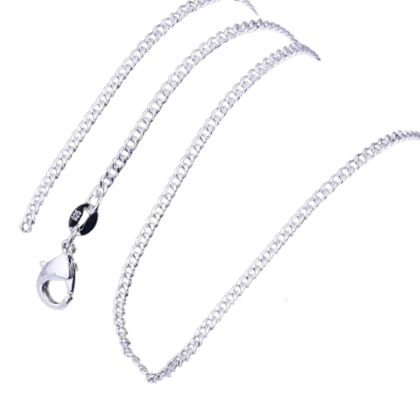 2MM Curb Chain Necklace For Pendants 925 Sterling Silver