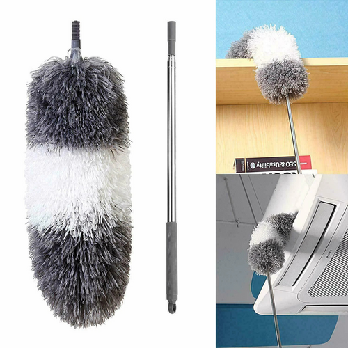Telescopic Stainless Steel Handle Microfibre Duster Cleaning Tool