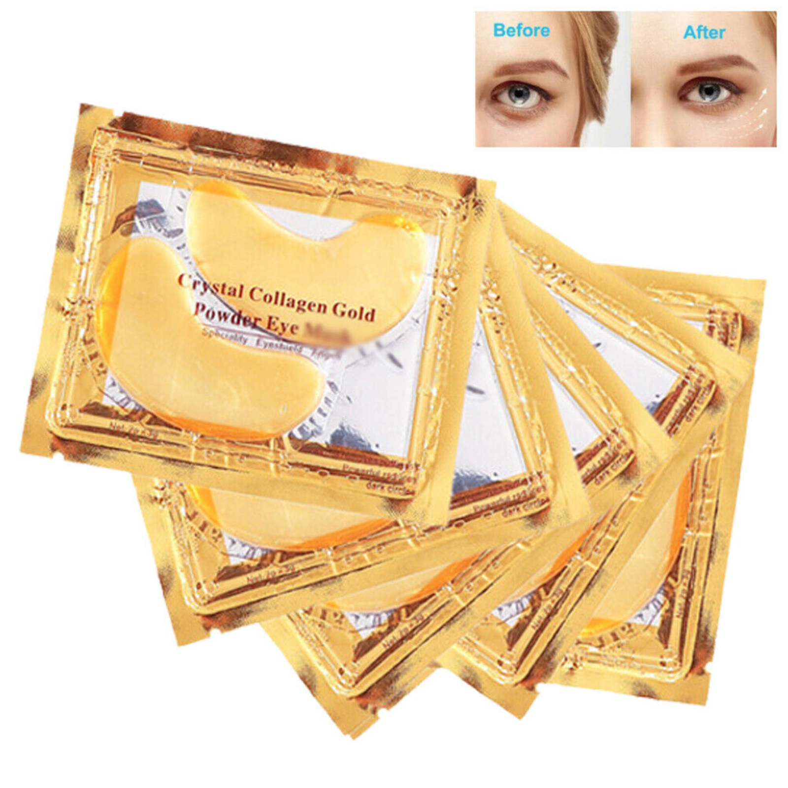 Under Eye Patches Pad Mask 20PCS Gold Gel Anti-Wrinkle Dark Circle Collagen