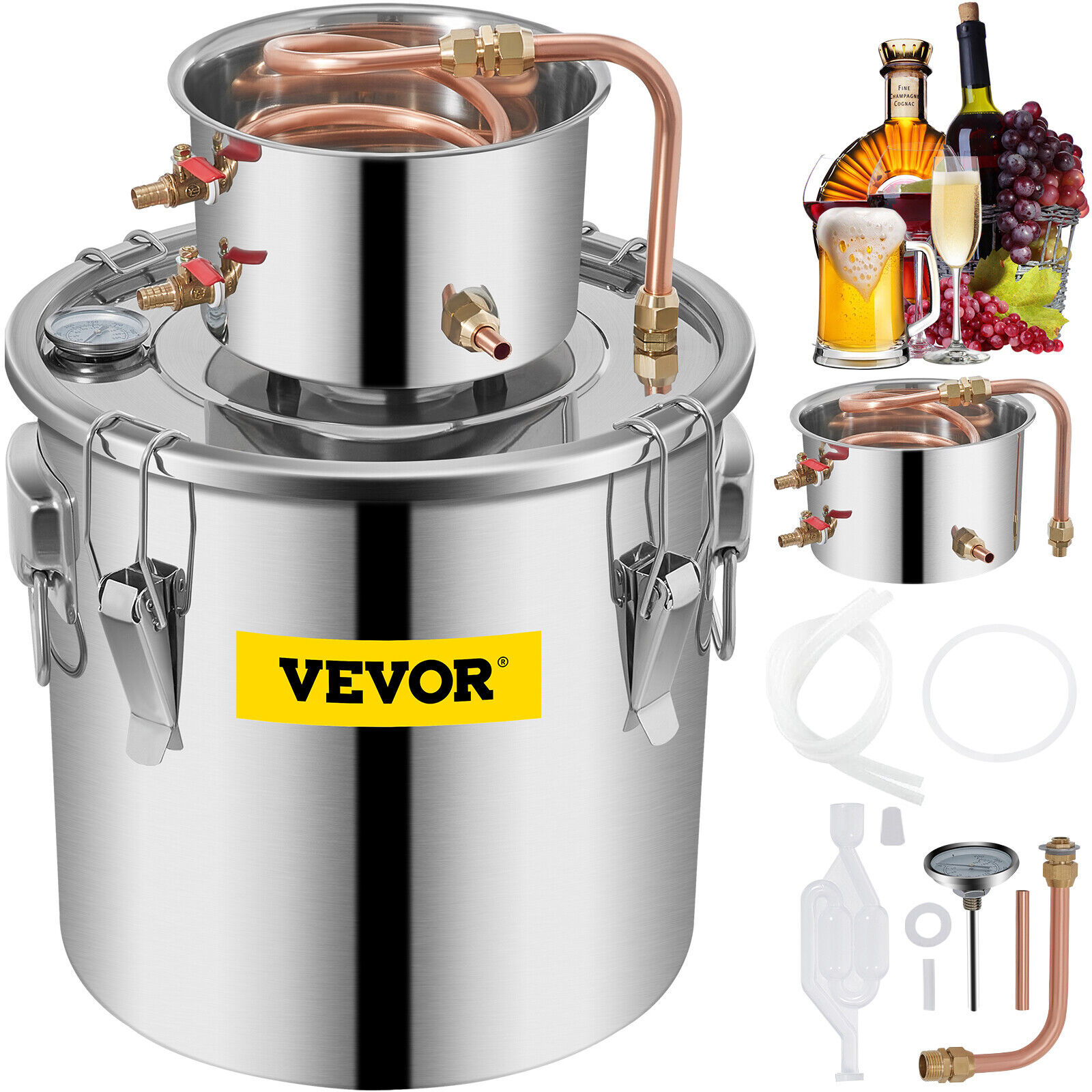 Water Wine Boiler 8Gal 30L Alcohol Distiller Moonshinestill Home Brewing Kit
