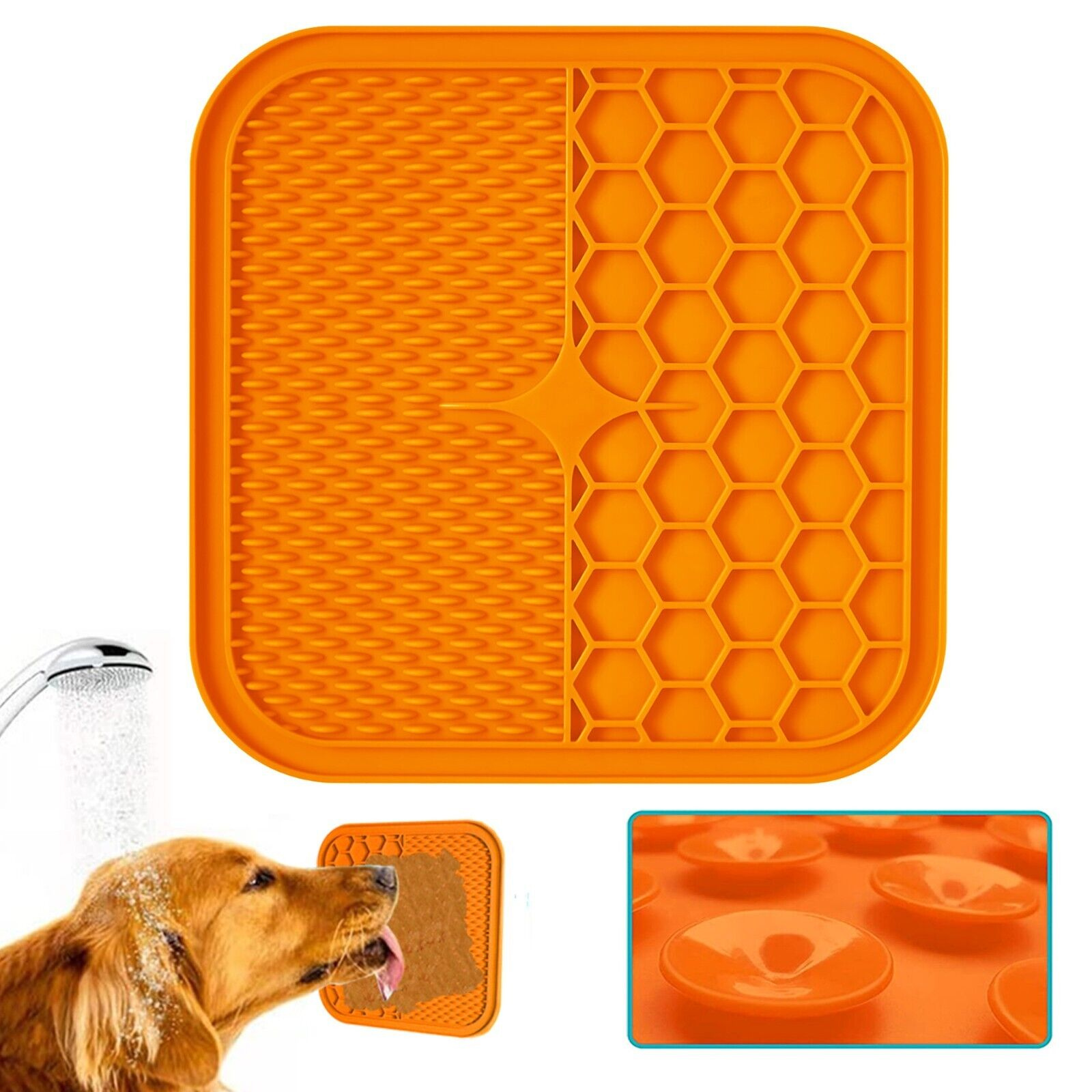Orange Buster Slow Feeder Silicone Dog Pet Lick Mat Pad Boredom Grooming
